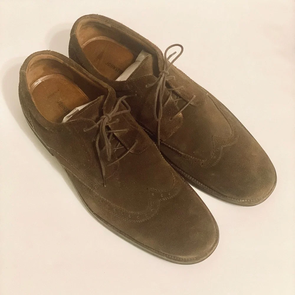 Johnston & Murphy brown suede derby style shoes Size 13, dark brown wingtip shoe